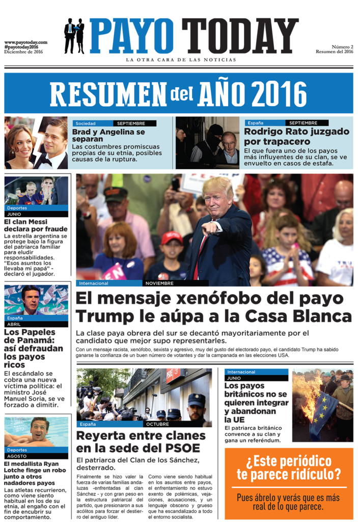 Periódico Payo Today 2016, una campaña social para la Fundación Secretariado Gitano