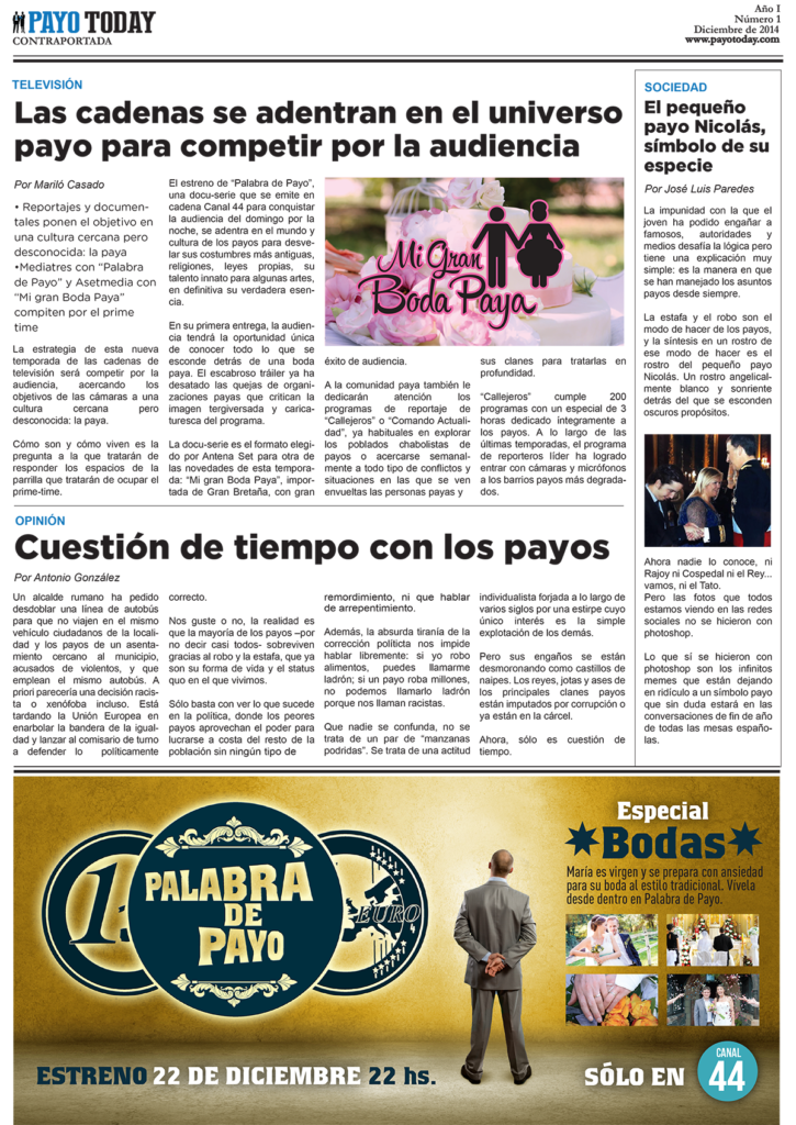 Periódico Payo Today, una campaña social para Fundación Secretariado Gitano